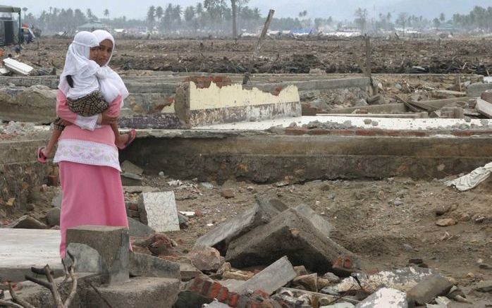 De tsunami in Azië van vijf jaar geleden liet een spoor van verwoesting achter. Foto EPA