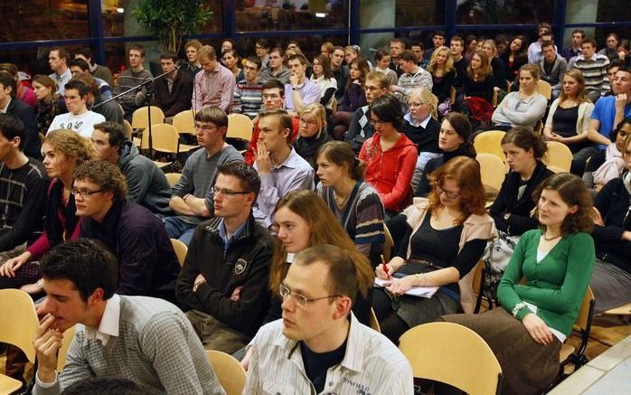 De jaarlijkse winterconferentie voor studerenden van de Gereformeerde Gemeenten in Gouda. Foto Martin Droog