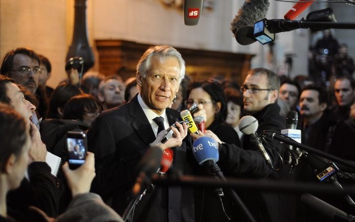 Ex-president De Villepin na de uitspraak. Foto EPA