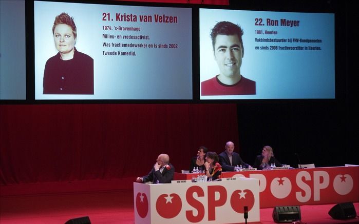 AMSTERDAM – De leden van de SP hebben zaterdag ingestemd met het verkiezingsprogramma en de kandidatenlijst van de partij voor de Tweede Kamerverkiezingen van 9 juni. Foto ANP