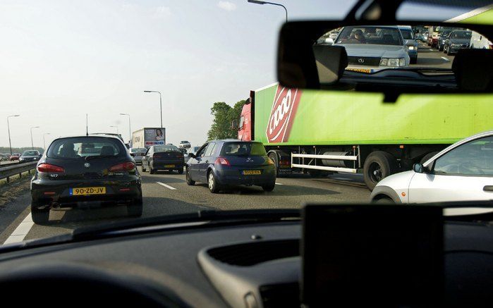 UTRECHT- Op de A2 staat woensdagochtend een lange file als gevolg van de busstaking. Foto ANP