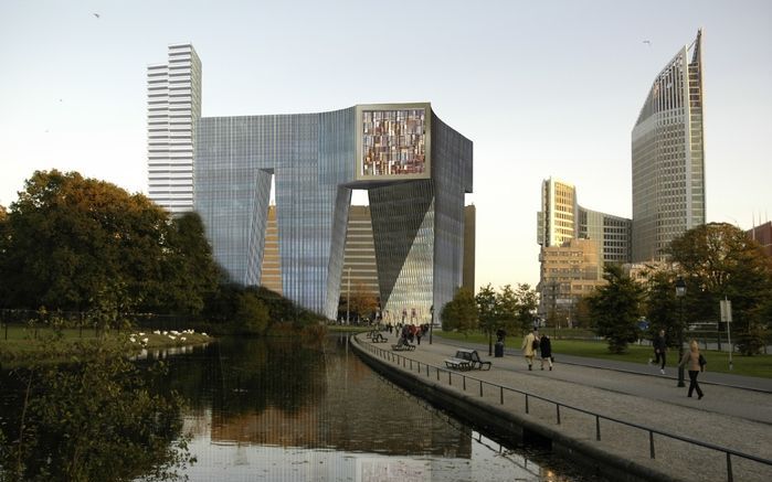 DEN HAAG – Een schets van de toekomstige skyline van Den Haag. Het gebied rond station Den Haag CS is pas in 2012 gereed en niet in 2011, zo werd donderdag bekend. Foto ANP