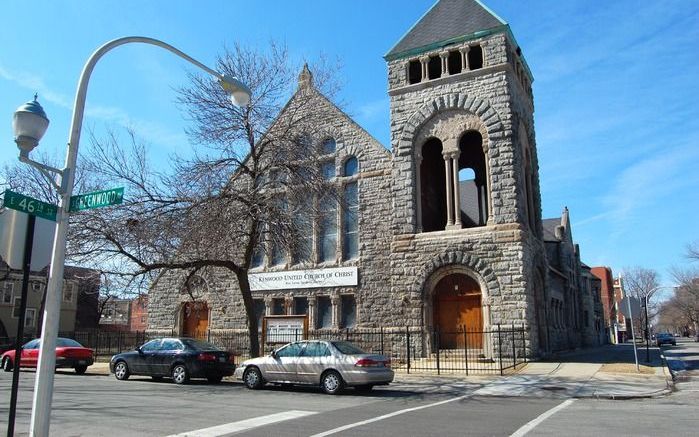 CHICAGO – In de United Church of Christ, een federatie van diverse protestantse kerken, werden praktiserende homoseksuelen toegelaten tot het ambt. Foto: Kenwood UCC in Chicago. Foto EPA