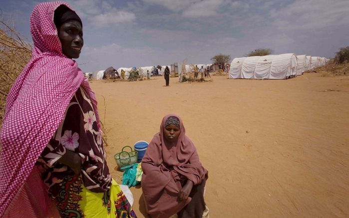 Somalische vluchtelingen in vluchtelingenkamp Dadaab in het noordoosten van Kenia. meer dan 1,4 miljoen Somaliërs zijn op de vlucht geslagen door het aanhoudende geweld. Foto EPA