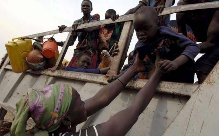 Gevluchte mensen behorend bij de Dinka-stam in Zuid-Sudan. Foto EPA