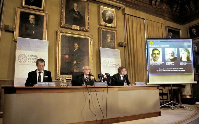 STOCKHOLM – De Nobelprijs voor scheikunde 2009 is woensdag toegekend aan de Amerikanen Venkatraman Ramakrishnan en Thomas Steitz en de Israëlische Ada Yonath. Foto ANP