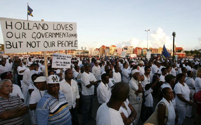 WILLEMSTAD - Een demonstratie tegen de politieke situatie in Curaçao, 3 december 2007. Foto ANP