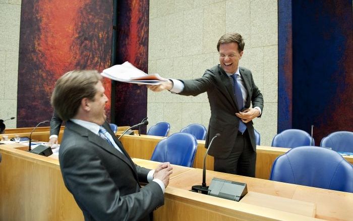 Pechtold (D66) en Rutte (VVD). Foto ANP