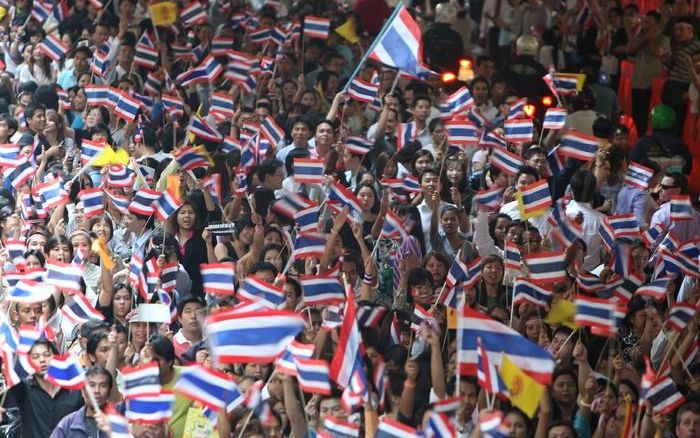 Demonstranten in de Thaise hoofdstad Bangkok. Foto EPA.