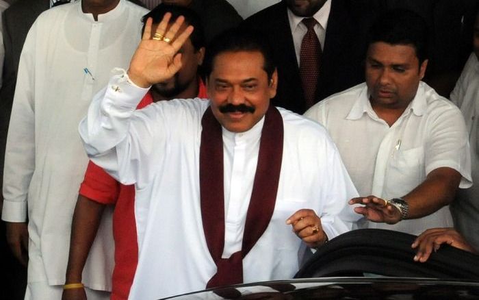 De zittende president Mahinda Rajapaksa. Foto EPA