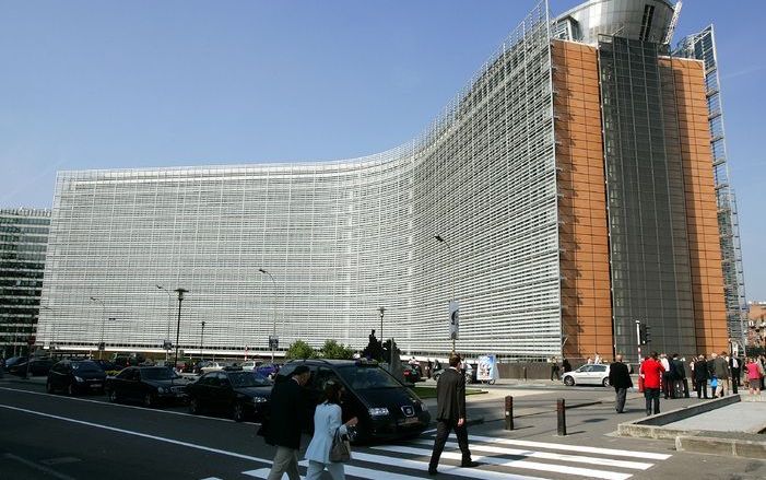 Vissers protesteren voor het gebouw van de Europese Commissie. Foto ANP