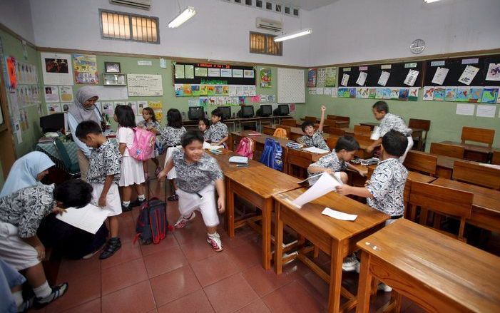 De school waar Obama onderwijs heeft gevolgd in Indonesië. Foto EPA