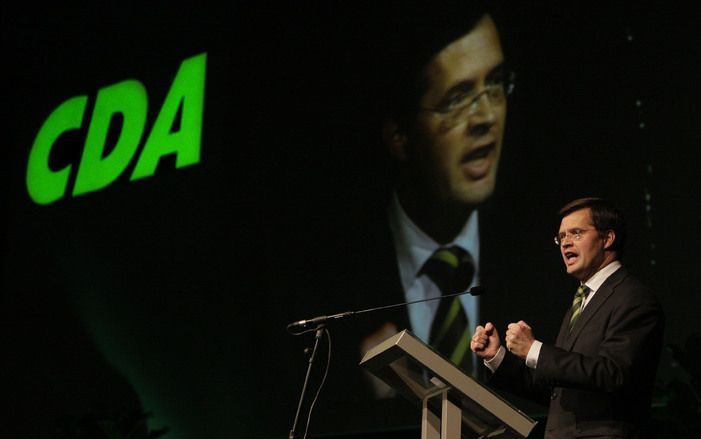 Premier Balkenende spreekt tijdens het CDA-congres in 2007. Foto ANP