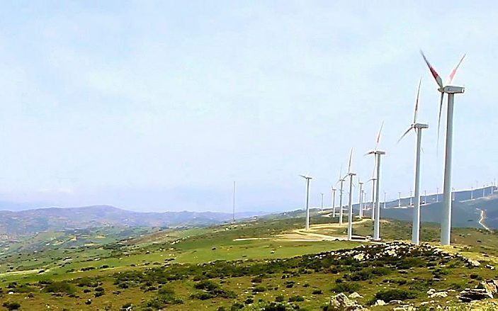 Windmolenpark bij het Marokkaanse Tanger. Foto EPA