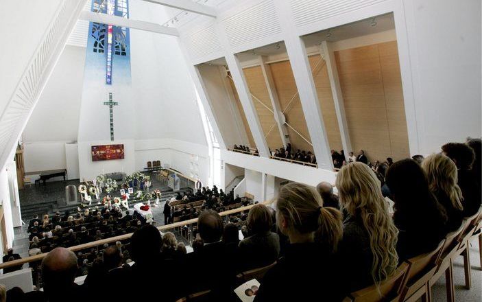 Noorwegen handhaaft de scheiding tussen kerk en staat. Op de foto de Heroey Church in Fosnavaag, in het westen van Noorwegen. Foto EPA