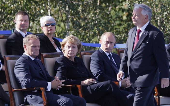 GDANSK - Bondskanselier Merkel heeft dinsdag stilgestaan bij de gruwelen van de Tweede Wereldoorlog. Foto EPA