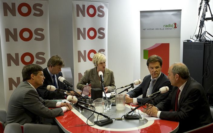 De drie partijmannen tijdens het Radio 1-lijsttrekkersdebat. Foto ANP