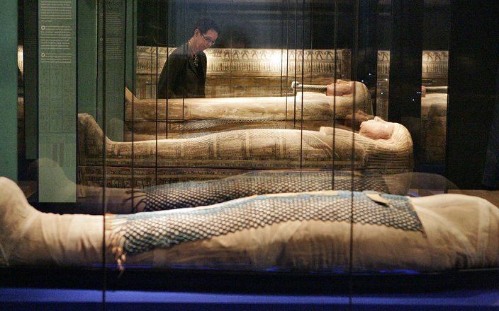 CAIRO – Egyptische archeologen hebben dertig mummies en een ongeopende sarcofaag gevonden in een 4300 jaar oude grafkelder. Dat heeft de overheid maandag bekendgemaakt. Foto ANP