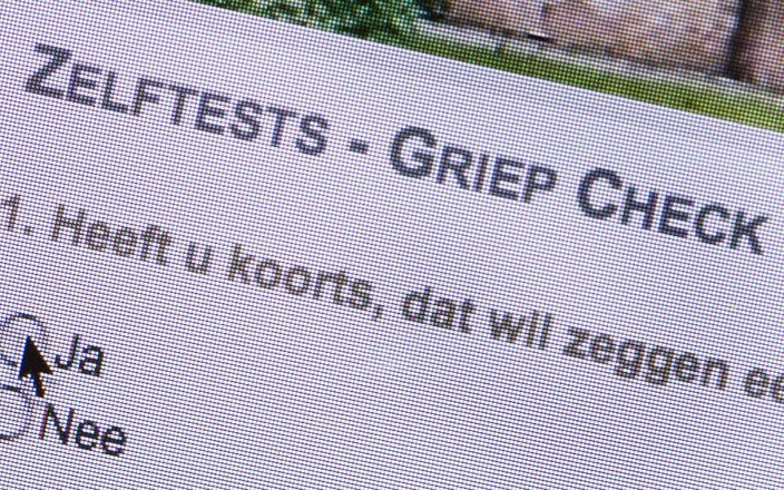 UTRECHT – Tienduizenden mensen hebben de afgelopen dagen de griepcheck op internet gedaan. Al ruim 61.000 personen vulden sinds maandag de test op de website van het Nederlands Huisartsen Genootschap (NHG) in. Foto ANP