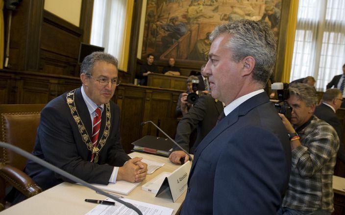 ROTTERDAM - Burgemeester Aboutaleb heeft voor de ingelaste raadsvergadering nog een gesprek met Pastors van Leefbaar Rotterdam. Foto ANP