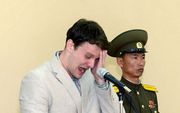 PYONGYANG. De Amerikaanse student Otto Warmbier werd vorig jaar in Noord-Korea tot 15 jaar dwangarbeid veroordeeld. Begin deze week overleed hij als gevolg van hersenschade. beeld AFP, KCNA