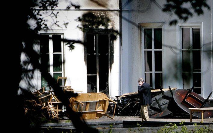 De achterkant van het Catshuis werd bij de brand in 2004 aanzienlijk beschadigd. Foto ANP