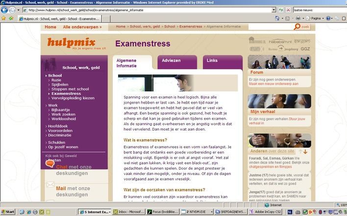 Website hulpmix.nl moet helpen tegen examenstress. foto RD