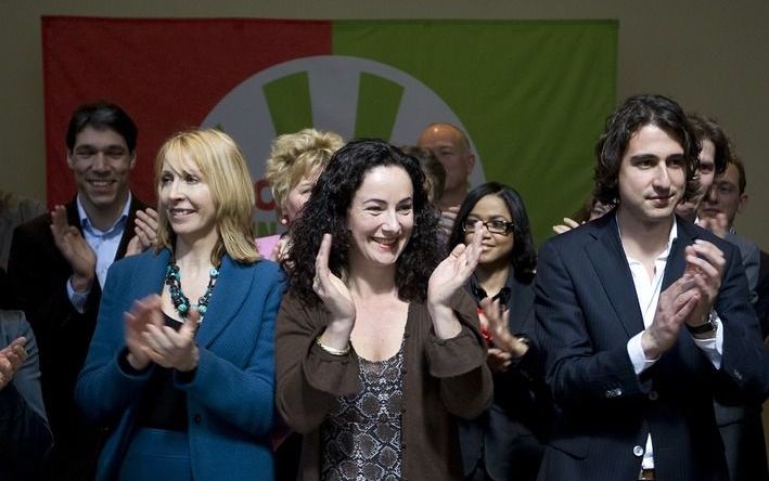 UTRECHT – GroenLinksfractievoorzitter Halsema (m.) presenteerde zaterdag de kandidatenlijst van haar partij voor de Tweede Kamerverkiezingen op 9 juni. Foto ANP