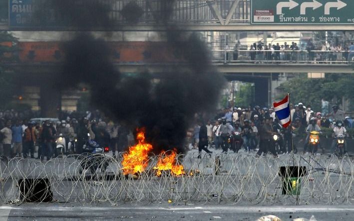 Onlusten in het centrum van Bangkok. Foto EPA