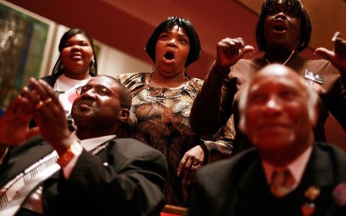 CHICAGO – Duizenden zwarte kerken in de Verenigde Staten hebben zondag gedankt voor de verkiezing van Barack Obama. - Foto AFP