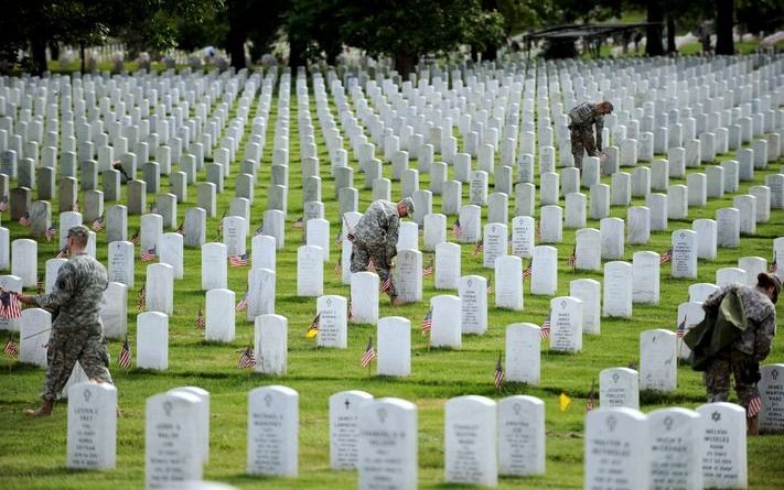 Militaire begraafplaats voor soldaten die omkwamen tijdens de oorlog in Afghanistan, in Arlington, Virginia. Foto EPA