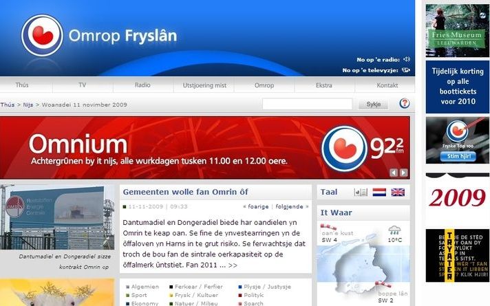 LEEUWARDEN - De website van Omrop Fryslân. Foto RD