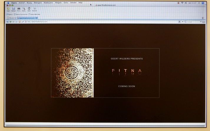 De site fitnathemovie.com waar Wilders zijn anti-Koranfilm op wilde tonen, is door een Amerikaans bedrijf uit de lucht gehaald. Een Tjechische partij wil de film wel op haar website zetten. Foto ANP
