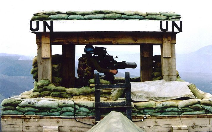 Nederlandse militairen in Srebrenica, 1995. Foto ANP