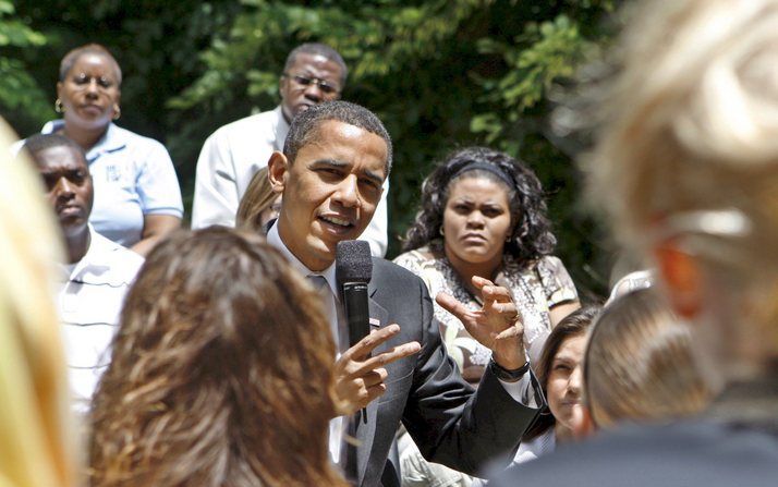 Op de Amerikaanse televisie is vrijdag voor het eerst een spotje te zien van Barack Obama sinds hij officieel de presidentskandidaat werd voor de Democratische partij. Foto EPA