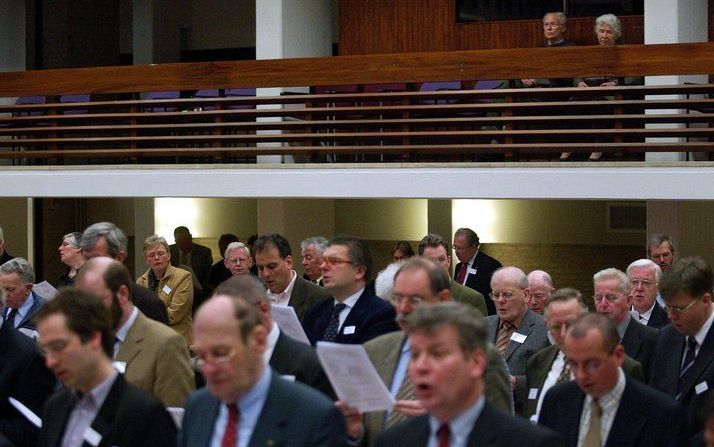 De eerste vergadering van de generale synode van de Protestantse Kerk in Nederland werd in 2004 in Wageningen gehouden. Foto ANP