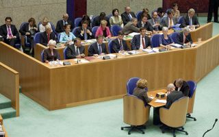 De Ministers in Vak K van de plenaire zaal van de Tweede Kamer. In de Tweede Kamer in Den Haag worden woensdag de algemene politieke beschouwingen gehouden. Foto ANP