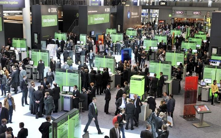 HANNOVER - Ict-beurs Cebit in Hannover kampt met teruglopende belangstelling van exposanten. Foto EPA