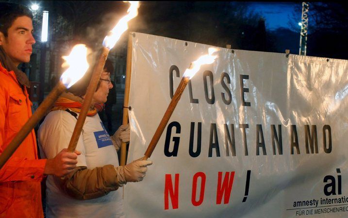 Protest in Berlijn tegen Guantanamo Bay, vorig jaar. Foto EPA