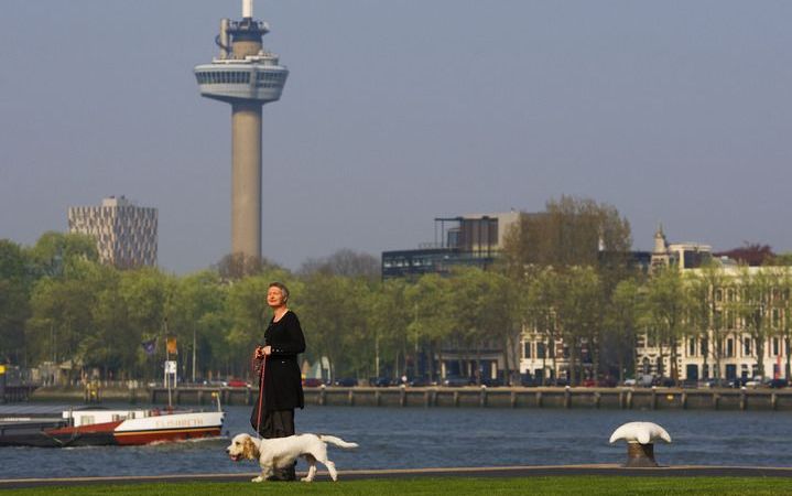 ROTTERDAM – Vanaf begin november zal het logo van de Rabobank de Euromast in Rotterdam sieren. De bank tekende dinsdag een contract met de mede–eigenaar van de mast, Willem Tieleman. Foto ANP