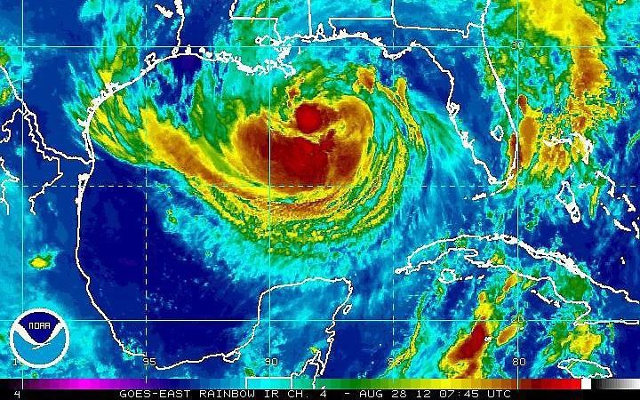 Satellietbeeld van de tropische storm Isaac. Foto EPA