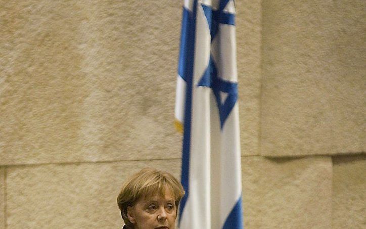 Merkel in de Knesset in 2008. beeld EPA, Sebastian Scheiner