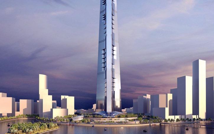 De Kingdom Tower (artist impression).  Beeld Kingdom Holding Company