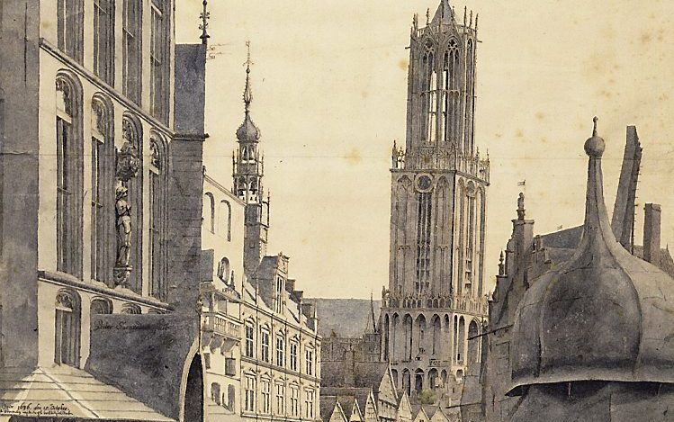 Het gezicht op de Domtoren van Utrecht uit 1636 door Pieter Saenredam. Foto Het Utrechts Archief