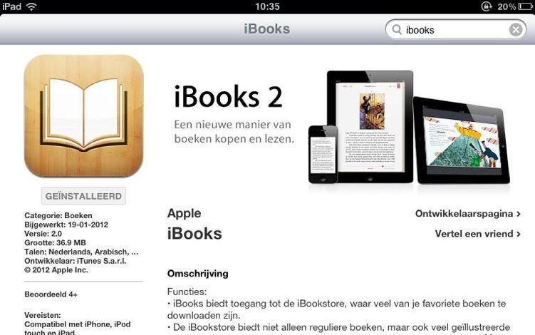 iBooks2 in de appstore. Beeld RD