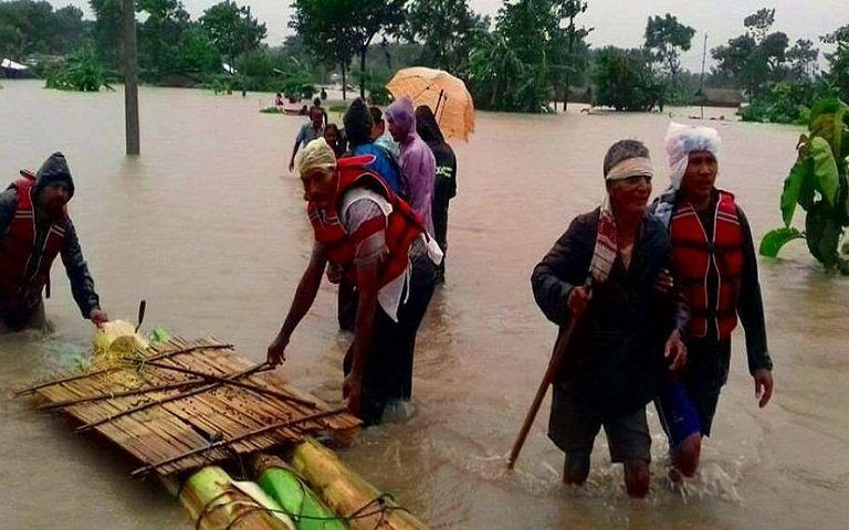 Beeld van de overstromingen in Nepal. beeld GZB