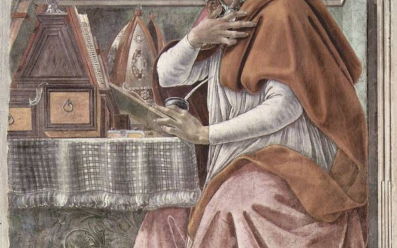 Augustinus op een fresco van Botticelli uit 1480 in de Ognissanti-kerk in Florence. beeld Wikipedia