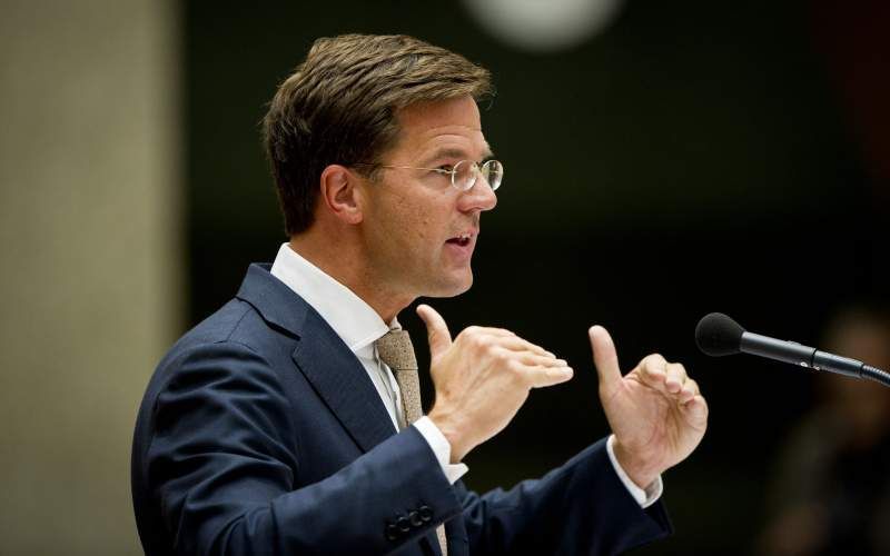 Premier Mark Rutte woensdag aan het woord tijdens het debat over de regeringsverklaring in de Tweede Kamer in Den Haag. Foto ANP