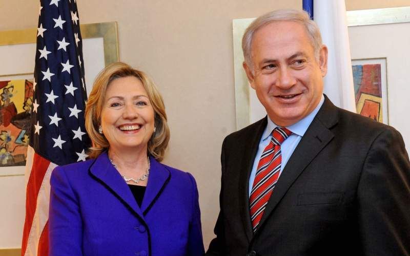 Donderdag spraken de Israëlische premier Netanyahu en de Amerikaanse minister van Buitenlandse Zaken, Clinton, met elkaar. Foto EPA