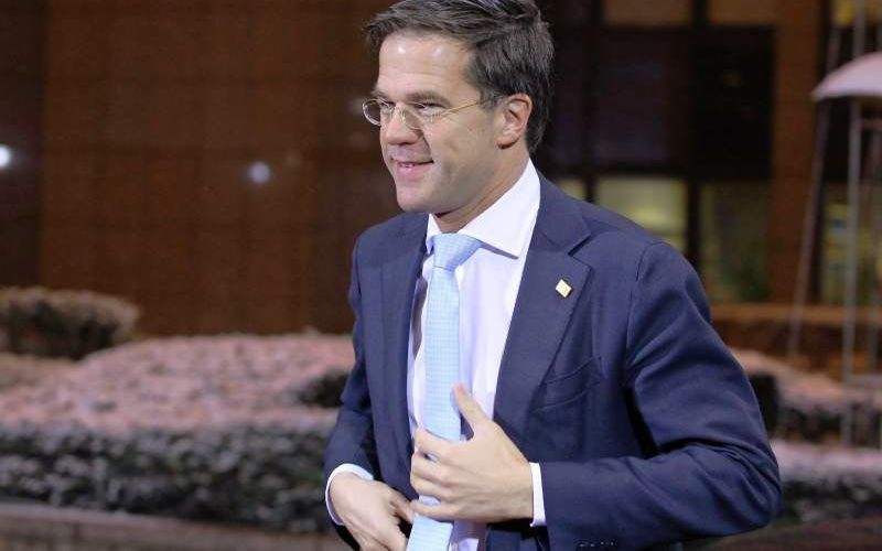 Rutte komt aan bij de EU-top in Brussel. Foto EPA